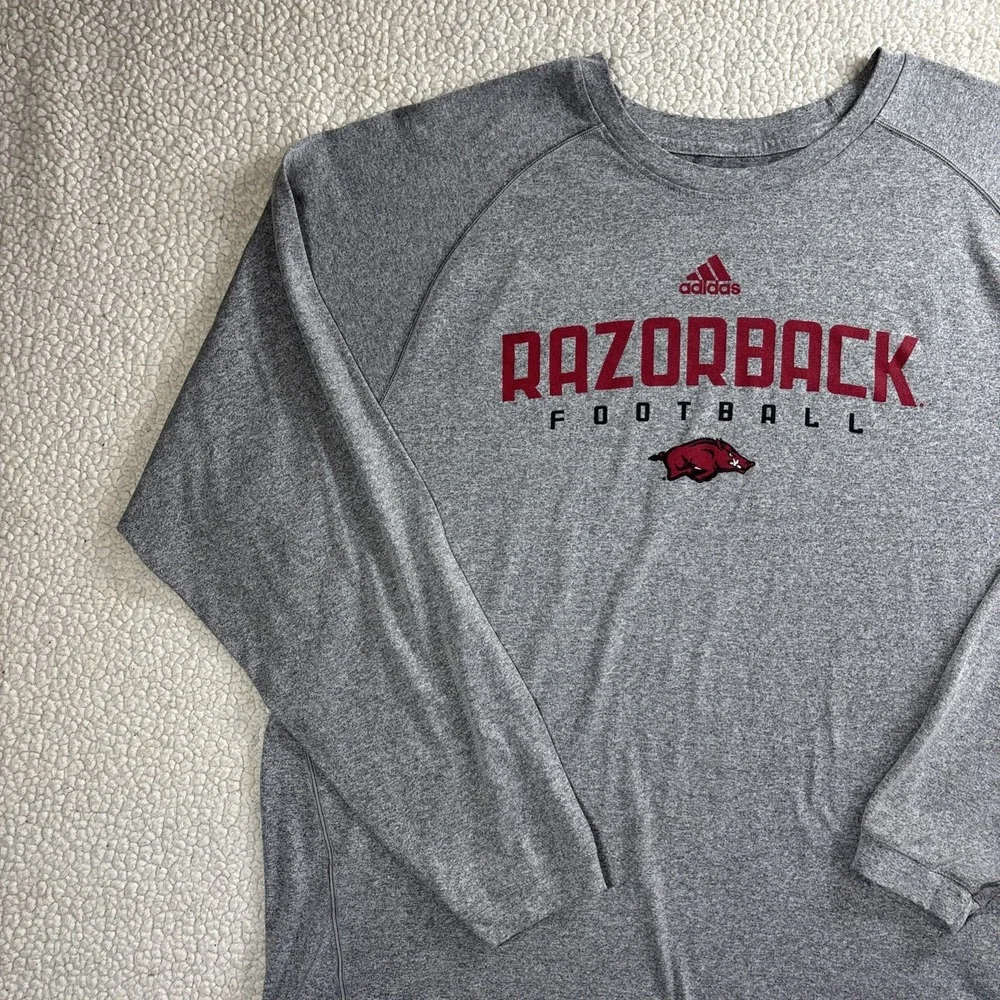 adidas ClimaLite Arkansas Razorback Football Long Sleeve Shirt Men's 2XL Gray